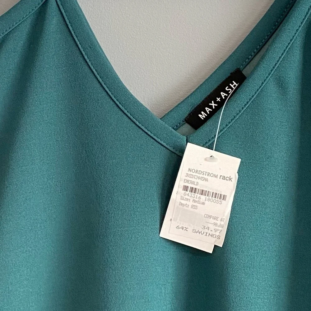 Max+Ash Cold Shoulder Long sleeves Sheath Dress with Slit In Emerald Green Sz M